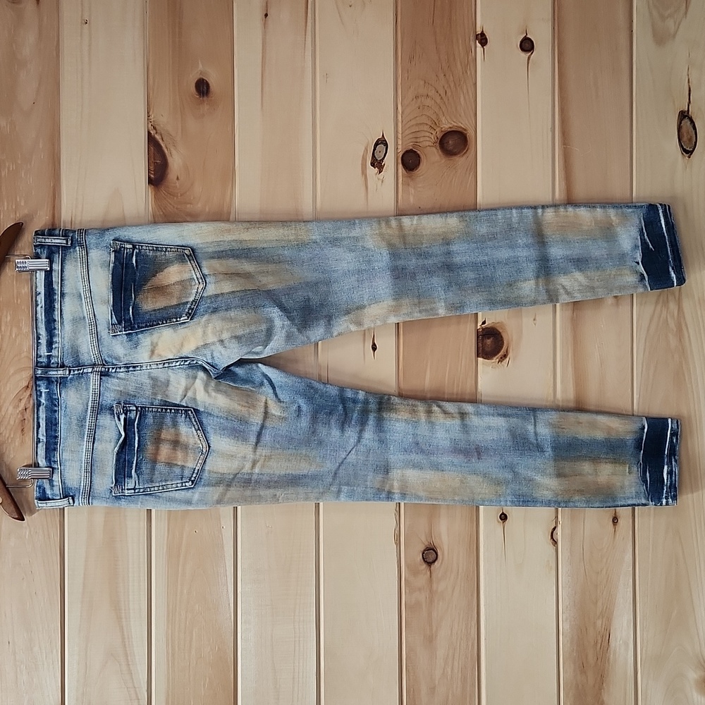 Free People Super Rare Unique Tie Dye Bleach Dirty Wash Jeans Size 29 Paintbrush - Picture 11 of 16